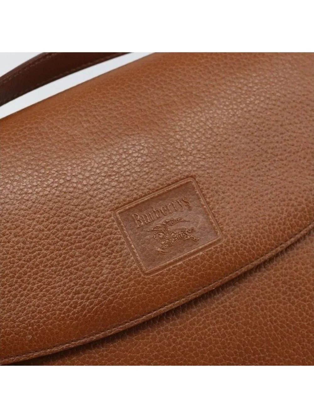 Authentic Burberrys Shoulder Bag Leather Brown Gold - Picture 6 of 16